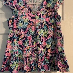 Lilly Pulitzer Pink and Blue Floral Blouse